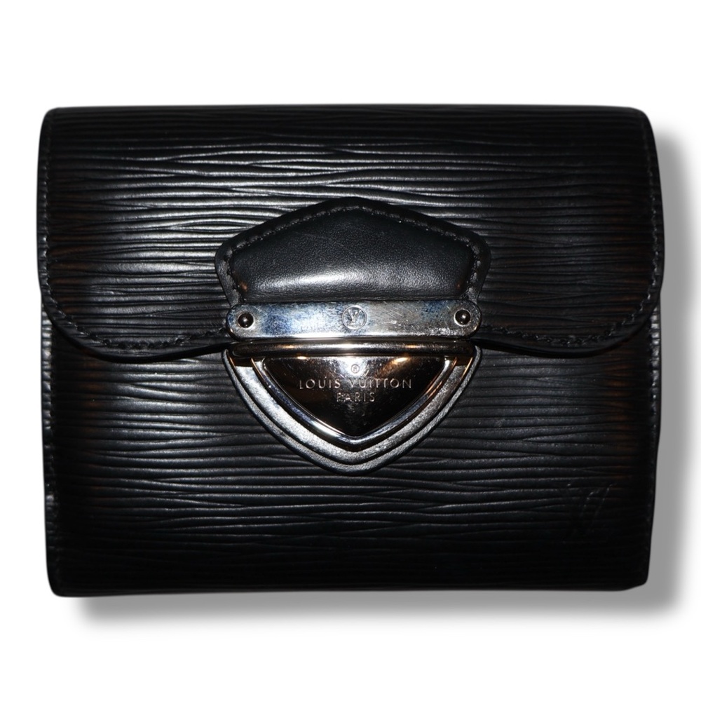 Louis Vuitton Epi Leather Joey Wallet in black with LV BOX & tissue